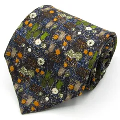 セルッティ1881 ブランド ネクタイ 総柄 花柄 ドット シルク フランス製 PO メンズ ネイビー CERRUTI 1881 【中古】