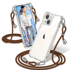 【在庫処分】スマホケース 透明 iPhone13 織りストラップ付き 肩がけ 耐衝撃 首掛け 紐付き アイフォン13 ショルダー カバー 縄掛け クリア シングルショルダーロープ 斜めがけ ケース 調節可能なショルダー クロスボディ 13 多目的キャリー ファ