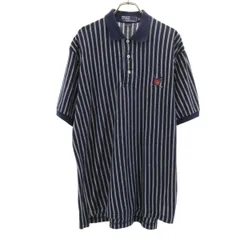 Polo by Ralph Lauren ポロバイラルフローレン ストライプ ゴルフ 半袖 ポロシャツ M 黒 メンズ 古着