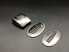 日本刀　鎺　はばき ☆ 銀着せ　脇差し 0732100]無銘 脇差 長さ45.3cm 銀はばき 白鞘 登録証付◇真剣