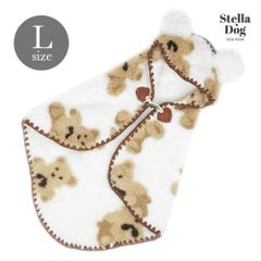 【閉店セール全品半額】くま耳フード付きブランケット　おくるみ　L  ポンチョ　ケープ　毛布　犬服