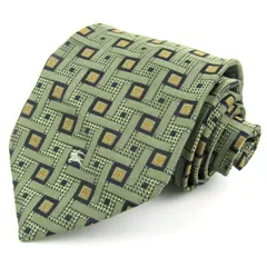 バーバリーズ ネクタイ ブランド 総柄 スクエア柄 ナイトロゴ シルク メンズ カーキ Burberrys 【中古】