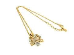 ■美品■ NINA RICCI ニナリッチ リボン ラインストーン ネックレス ペンダント アクセサリー レディース ゴールド系 DI3974