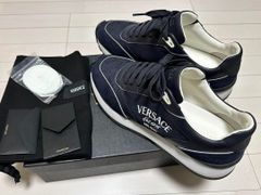 美品！ VERSACE ネイビー スニーカー - メルカリ