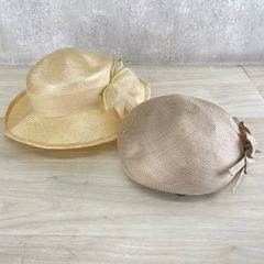 GINZA VOGUE TOKYO 帽子 2点セット 【中古】銀座ヴォーグ ボーグ リボン 花モチーフ 女性用 夏用 ブラウン/ベージュ/600327