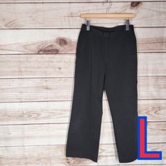 美品 レディース ボトムス パンツ ズボン ワイドパンツ スラックス ストレッチ 日本製 黒 クロ ブラック Lサイズ L (2663 bbb500)