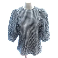 マカフィー MACPHEE トゥモローランド シャツ ブラウス ギンガムチェック ドルマンスリーブ 七分袖 36 S 黒 ブラック /AU