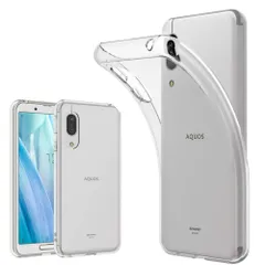 【人気商品】スリー) 対応 ソフトケース センス カバー (アクオス ケース ストラップホール付き ] 薄型 SH-RM12 軽量 耐衝撃 / 衝撃吸収 / シリコン SHV45 TPU 透明 SH-02M PC [ カバ－ ワイヤレス充電対応 3 無地 se