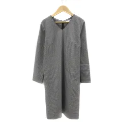 アンタイトル UNTITLED ワンピース ひざ丈 長袖 Vネック 千鳥格子柄 1 黒 ブラック /YS23