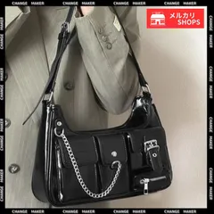【送料無料】ショルダーバッグ マルチポケット 肩掛け 鞄 レディース チェーン付き おしゃれ 手提げ PUレザー 斜めがけ バッグ かっこいい 韓国風 ヴィンテージライク 古着風 スタイリッシュ 新品 未使用 CH86BILIN-003