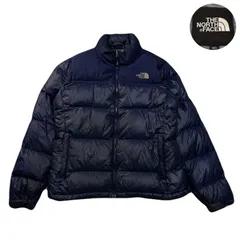THENORTHFACE ノースフェイス DownJacket ダウンジャケット Embroidery 両面刺繍ロゴ ワンポイント 700フィル Drawcord ドローコード Nylon ナイロン Goose グース Navy ネイビー 紺 L