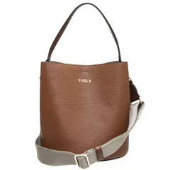 FURLA ダナエ 2wayバケットバッグ レザー×スエード 異素材 グレー FURLA ダナエ 2wayバケットバッグ レザー×スエード 異素材 グレー