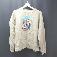 ◇ freak's store クルーネック プルオーバー スウェット 前面プリント 長袖 トレーナー サイズS グリーン メンズ E  【1308160018767】