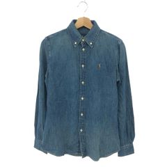 良好 RALPH LAUREN ラルフローレン ポニー刺繍 ボタンダウン 長袖デニム シャツ サイズ:SP ネイビー メンズ 243001000405のサムネイル
