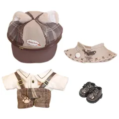 【在庫処分】服　帽子　ワイシャツ　吊りズボン　ショール　ベスト　革靴　ヴィンテージ探偵スーツ　綿人形　着せ替え　アクセサリー ぬいぐるみ 20cm (10cm) 15cm niannyyhouse　10cm