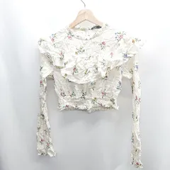 ◇ ⊇ ZARA ザラ 花柄 長袖 シャツ サイズM ベージュ レディース E  【1410100006922】