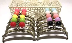 and.A 口金 がま口 12.5cm あめ玉 10色セット アンティークゴールド ハンドメイド リメイク バッグ ポーチ 材料( 丸型レース)