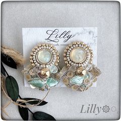 #276 大ぶり/インド刺繍リボン/ゴールド/ビーズ刺繍/ハンドメイド