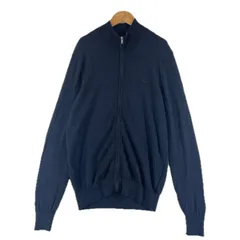 極美品 LACOSTE ラコステ フルジップニット ブランドロゴ 秋冬 AW 長袖ニット ウール ネイビー メンズ 4【古着】【中古】【送料無料】