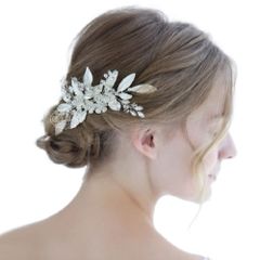 【迅速発送】ブライダル 結婚式 ダンス 前撮り パーティー 浴衣 卒業式 着物 ヘアアクセサリー 袴 ウェディング 振袖 花 和装 リーフ まとめ髪 写真 シルバー 撮影 ヘッドドレス 書付き 髪飾り サマー 花嫁 ウェディング ARINKURIN 衣装