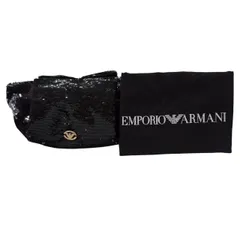 エンポリオ・アルマーニ EMPOLIO ARMANI 未使用 スパンコール パーティー バッグ ブラック シャイニングバッグ ロゴメタル フリンジ made in Italy ブランド レディース 保存袋付き