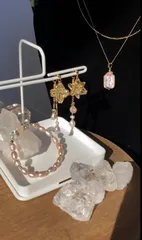 淡水パールアクセサリー3点セット(マカバピアス）