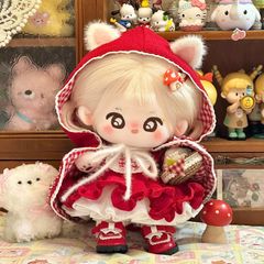 20cm ぬいぐるみ服 着せ替え フルセットドレス レッド 激かわ ぬい活 推し活 推しぬい 綿人形 棉花娃娃 ちびぬい服 ちびぐるみ コットンドール cotton doll-B3120