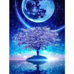 ダイヤモンドアートキット モザイクアート ダイアモンドビーズ絵画キット 5Dダイヤモンド絵画キット ビーズアート全面貼り付けタイプダイヤモンド塗装 クロスステッチキット 刺繍キット 30x40cm｜月と木