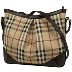 バーバリー BURBERRY ロゴ ショルダーバッグ チェック柄 ノバチェック ショルダーバッグ コーティングキャンバス ベージュ ブラウン レディース 【中古】