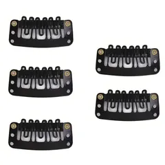 ウィッグ固定ピン　5個セット　留め金固定ピン　髪留め　ピン留め　エクステ、かつら用　インビジブル　フックタイプ　パッチン留め　ベレー帽、礼装帽子適用可能　髪飾り　ウィッグアクセサリー（ブラック）