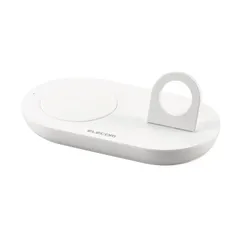 エレコム ワイヤレス充電器 置くだけ充電 Qi認証 2in1 Apple Watch 充電器はめ込み 5W [ スマホ(iPhone、Android)、イヤホン(AirPodsなど)、AppleWatch 対応］ ホワイト W-QA24WH 