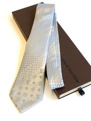 LOUIS VUITTON ルイヴィトン ネクタイ クラヴァット モノグラム ダミエ ミックス シルバー メンズ