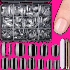 【特価商品】女の子の手の装飾 ネイル飾り 自然なフィット ネイル用品 かわいいガールズネイルのヒント 偽の爪セットマニキュア クリアつけ爪 子供向け DIY ネイルチップ 収納ケース付 312個
