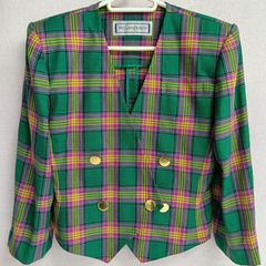 YSL イヴサンローラン ダブルブレスト テーラードジャケット タータン