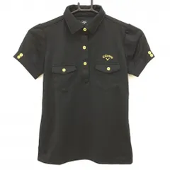 【超美品】キャロウェイ 半袖ポロシャツ 黒 胸ポケット付 ゴールドボタン レディース S ゴルフウェア Callaway