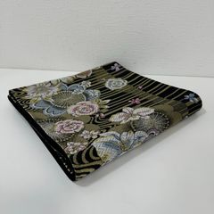 振袖用　袋帯　黒　金　桜　バラ　芯なし　成人式　晴着　和装　う240729-2