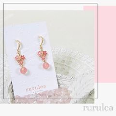 ♢桃桜ピアス/イヤリング♢ 天然石 : チェリークォーツ 匿名配送