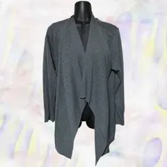 SOUP　スープ　カーディガン　グレー　レディース　伸縮性有　生地薄手　11号　ガウンコート　リブ編み　ウエストリボン　Vネック