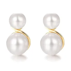 【新品】 SW.JEWEL パール ピアス ダブル パール ウェーブ ピアス イヤリング シルバー真珠を採用 ゴールドピアス 金属アレルギー対応 ゴールド 結婚式 スタッド ピアス レディース 大人っぽい シンプル かわいい おしゃれ プレゼント 冠婚葬祭 1