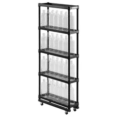 Bauhutte( バウヒュッテ ) スリムボトルラック ペットボトル 収納 ストッカー ( 幅 15 × 奥行 46 × 高さ 112.3 cm ) BHS-150-BK ブラック 0