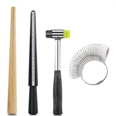 【在庫処分】JLPESEAES 指輪 サイズ 調整 スチール ジュエリー用 工具 コンビハンマー 補修ツール 3点 セット スチール ジュエリー用 工具 道具 プラチナ リングゲージ 便利な リング (4pcs)