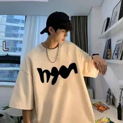 [L]メンズ ファッション 服 男性用 オシャレ シンプル 大人 かっこいい 大きいサイズ ストリート 紳士服 アメリカン レトロ シンプル 夏 半袖 T シャツ ラウンドネック カジュアル プリント トップス