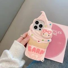 ハローキティ キティちゃん スマホケース シリコン 3D立体 アイスクリーム（B-iPhone14promax）