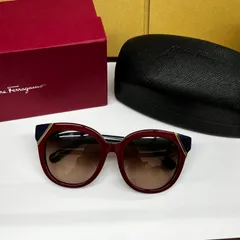 美品◎Salvatore Ferragamo サルヴァトーレフェラガモ サングラス ボルドー系 赤 ネイビー系 保存箱有 レディース