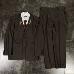 【BURBERRY】バーバリー 6点セット CANONICO 高級生地 セレモニー シングルスーツ セットアップ 上下 ブラウン系 BLACK LABEL CRESTBRIDGE 成人式 卒業式 結婚式（ユーロピンズ＆シャツ＆ネクタイ×2 おまけ）No.53