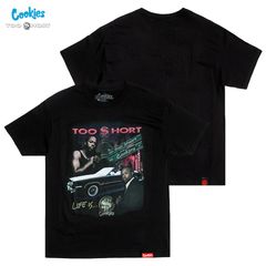 COOKIES × TOO $HORT RAP COLLAGE Tシャツ【BLACK】 (L・XL・2XL)(クッキーズ アパレル 服 通販 メンズ 大きいサイズ TOO SHORT T-SHIRTS TEE T SHIRTS  ロゴ トゥーショート コラボ)
