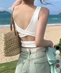 カップ付きタンクトップ背中あきブラトップ