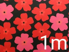 【ゆきちゃん限定】X208　北欧柄　マリメッコ調　花柄　レッド　黒系　布　1m