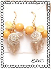 イエローゴールド系ジャラピアス　アンティーク　Handmade
