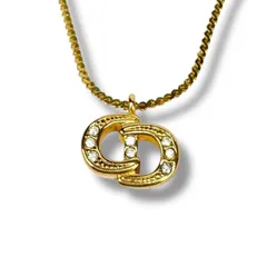 クリスチャンディオール　Christian Dior ストーン　CDロゴネックレス　トップ付き　ゴールド金具　ワンポイント　ヴィンテージ